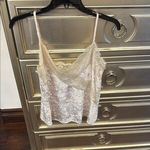 Lace Trim Satin Cami Top Velvet
